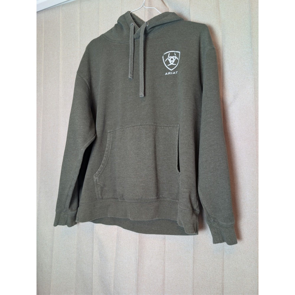 Ariat Mens Rebar Logo Graphic Hoodie Olive Green Sweatshirt XL